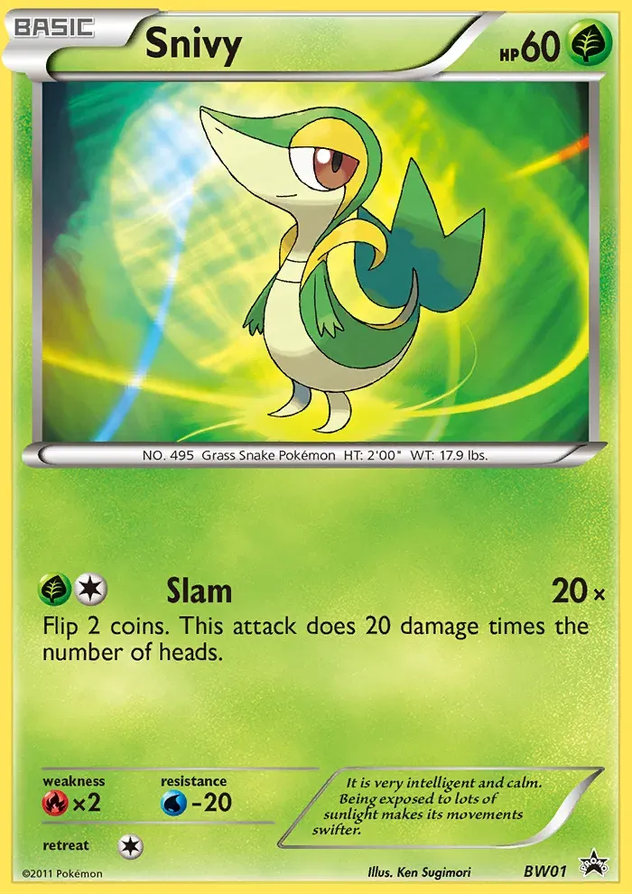 BW Black Star Promos 영어판 Snivy BW01 카드 앞면