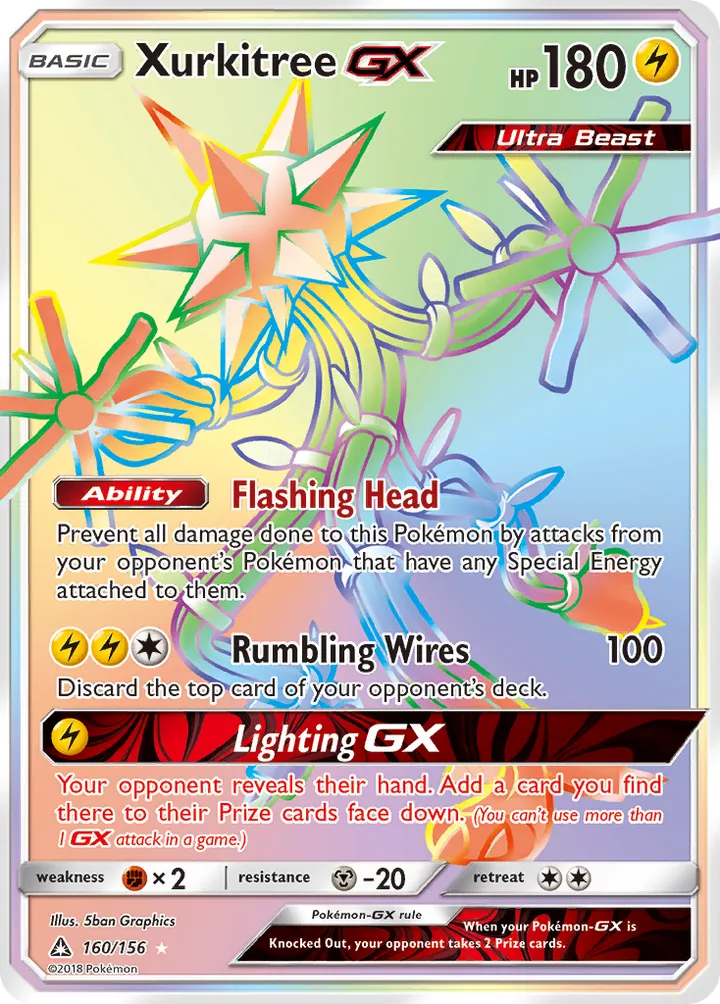 Sun & Moon—Ultra Prism 英語版 Xurkitree-GX 160 カード表面