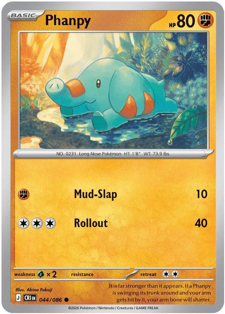 Mega Evolution—Chaos Rising 영어판 Phanpy 44 카드 앞면