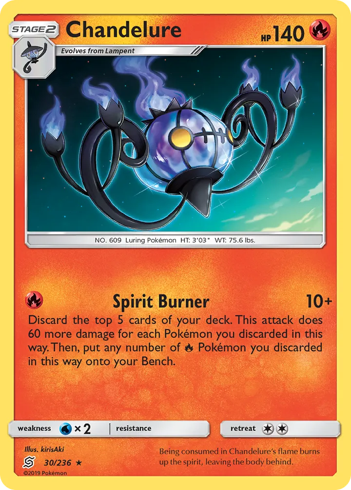 Sun & Moon—Unified Minds 영어판 Chandelure 30 카드 앞면