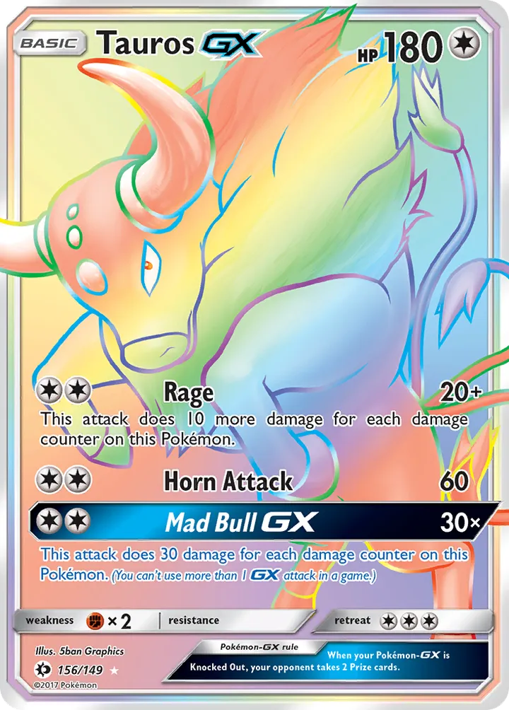 Sun & Moon 영어판 Tauros-GX 156 카드 앞면