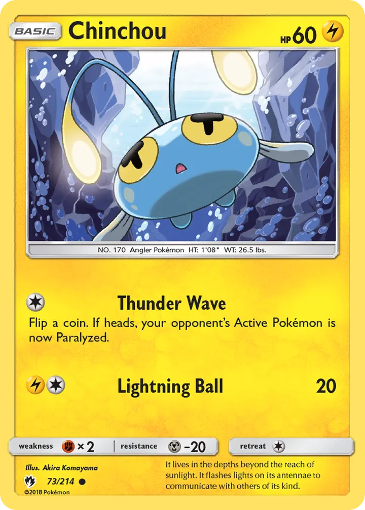 Sun & Moon—Lost Thunder 英語版 Chinchou 73 カード表面