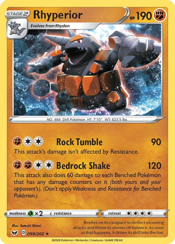 Sword & Shield 영어판 Rhyperior 99 카드 앞면