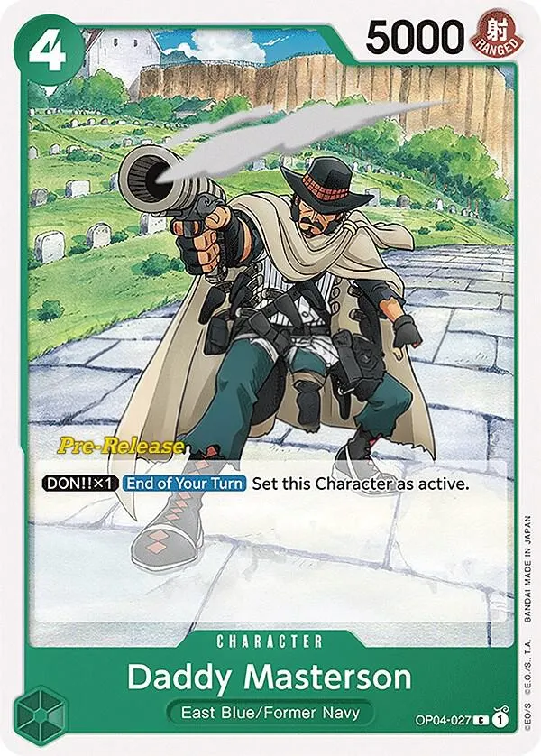Kingdoms of Intrigue 英語版 Daddy Masterson OP04-027 · プレリリース カード表面