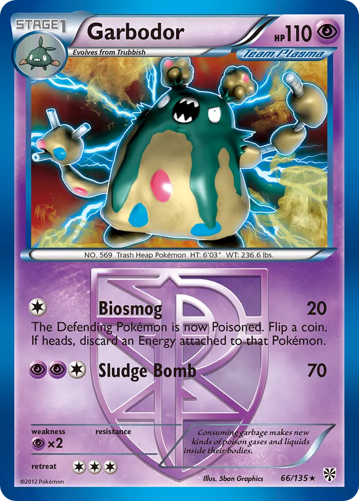 Black & White—Plasma Storm 영어판 Garbodor 66 카드 앞면