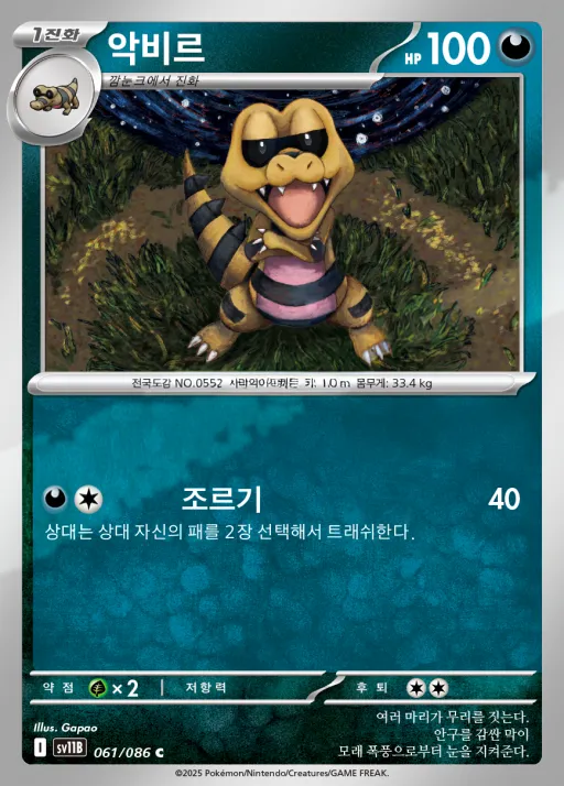 블랙볼트 韓国語版 악비르 61 カード表面
