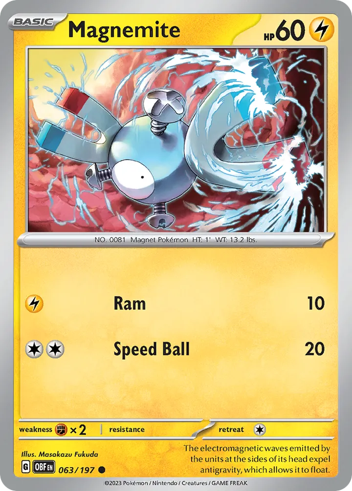 Scarlet & Violet—Obsidian Flames 영어판 Magnemite 63 카드 앞면