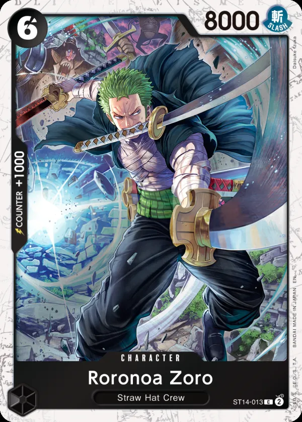 3D2Y 英語版 Roronoa Zoro ST14-013 · パラレル カード表面