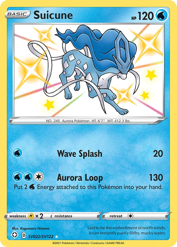 Shining Fates 영어판 Suicune SV022 카드 앞면