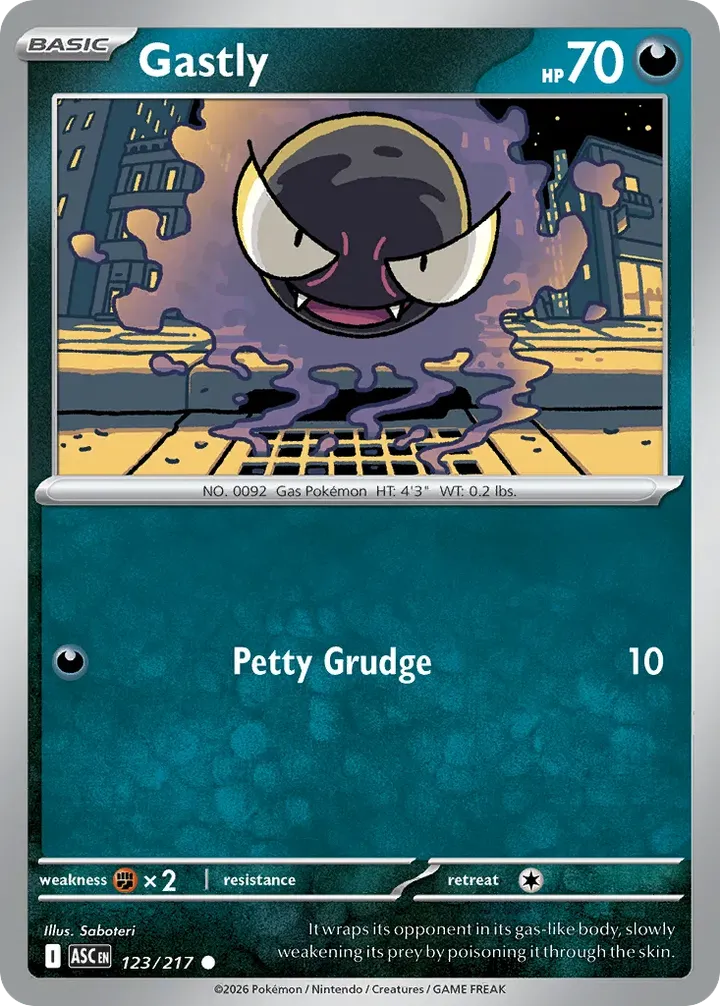 Mega Evolution—Ascended Heroes 英語版 Gastly 123 カード表面