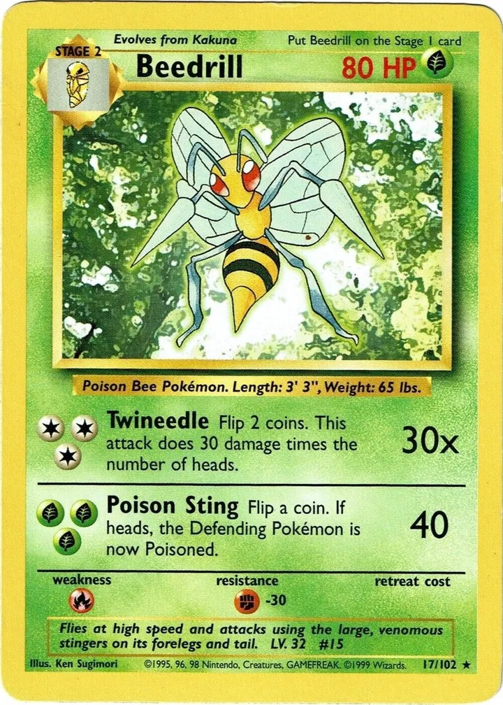 Base Set 영어판 Beedrill 17 카드 앞면