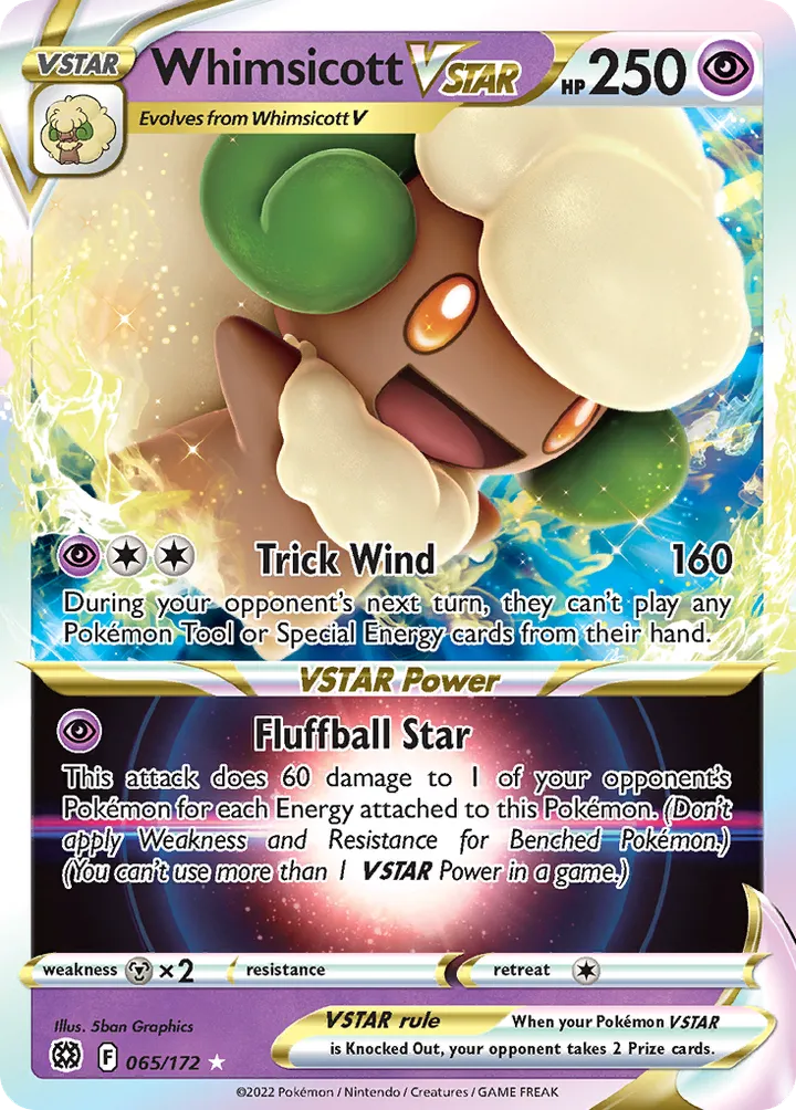 Sword & Shield—Brilliant Stars 영어판 Whimsicott VSTAR 65 카드 앞면