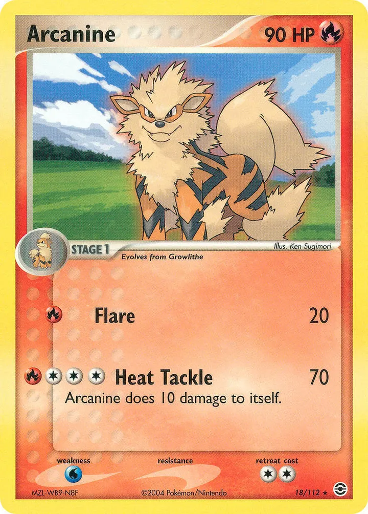 EX FireRed & LeafGreen 영어판 Arcanine 18 카드 앞면