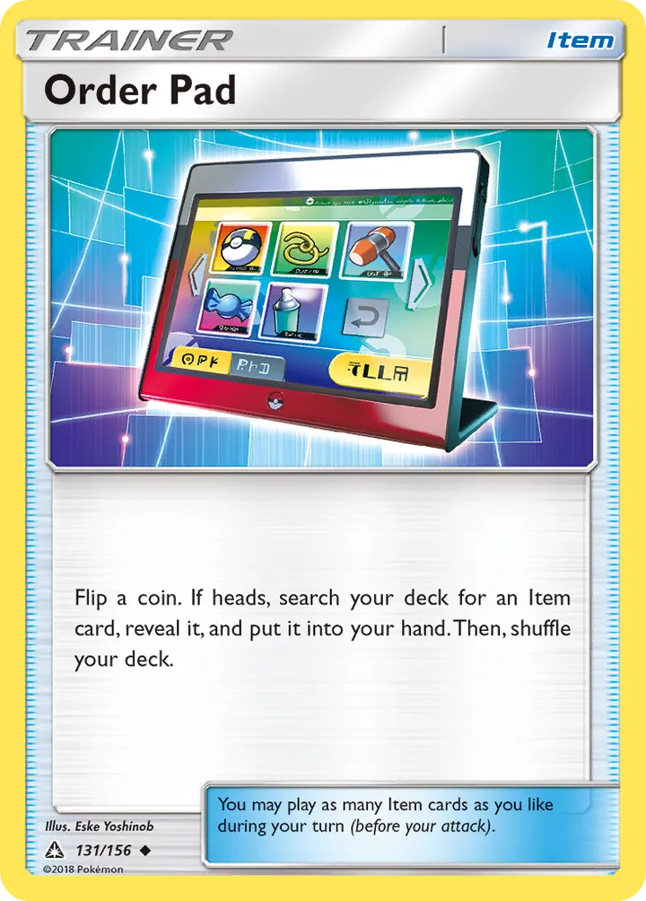 Sun & Moon—Ultra Prism 英語版 Order Pad 131 カード表面