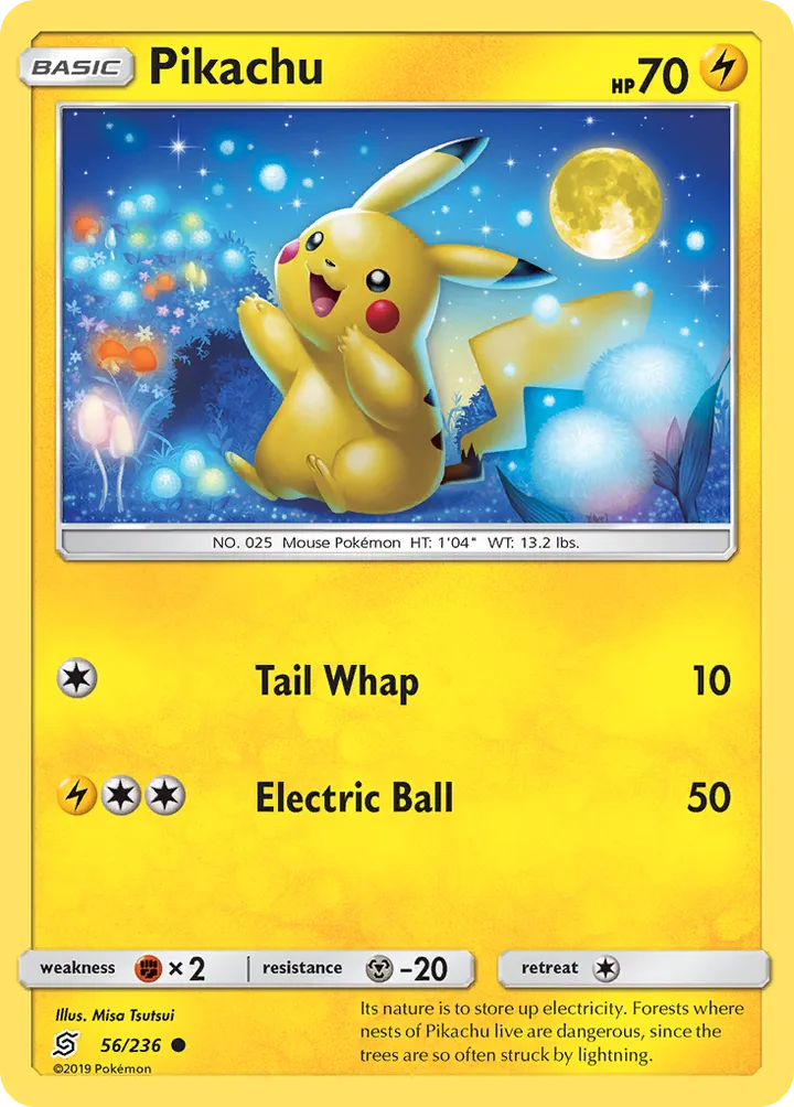 Sun & Moon—Unified Minds 영어판 Pikachu 56 카드 앞면