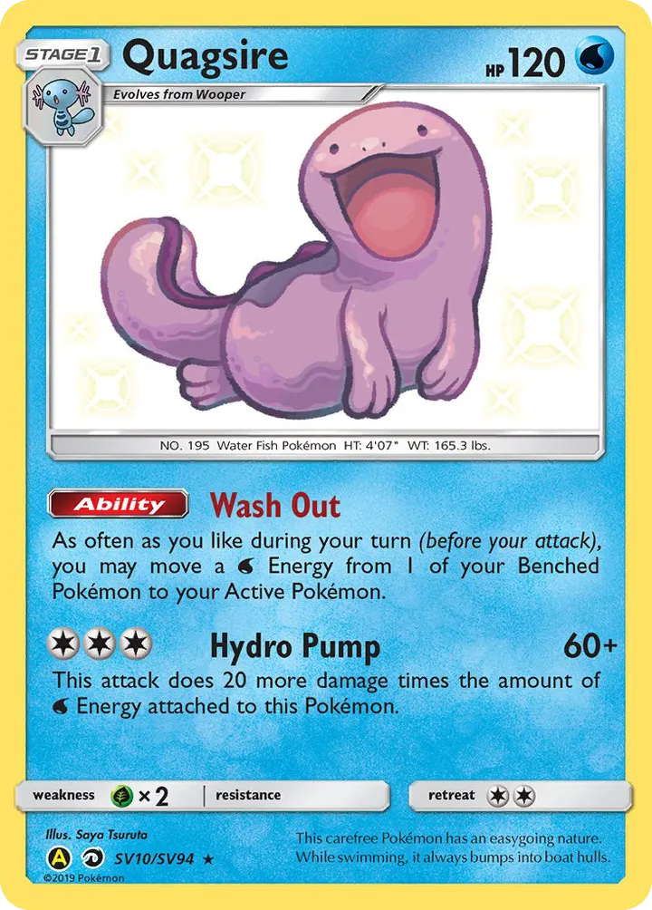 Hidden Fates 영어판 Quagsire SV10 카드 앞면