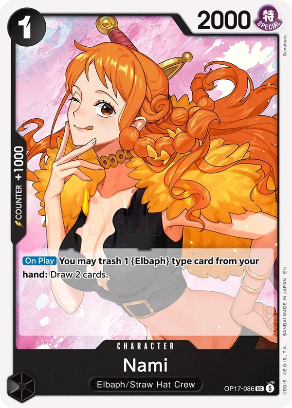 Front of Nami OP17-086, The World's Strongest Warriors English