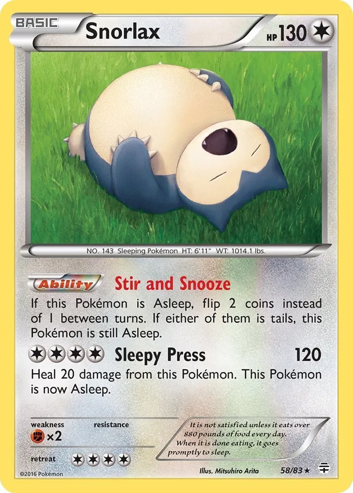 Generations 영어판 Snorlax 58 카드 앞면