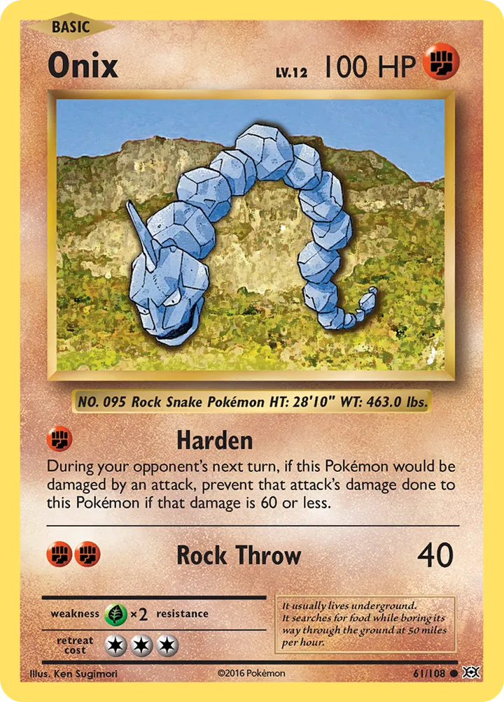 XY—Evolutions 영어판 Onix 61 카드 앞면