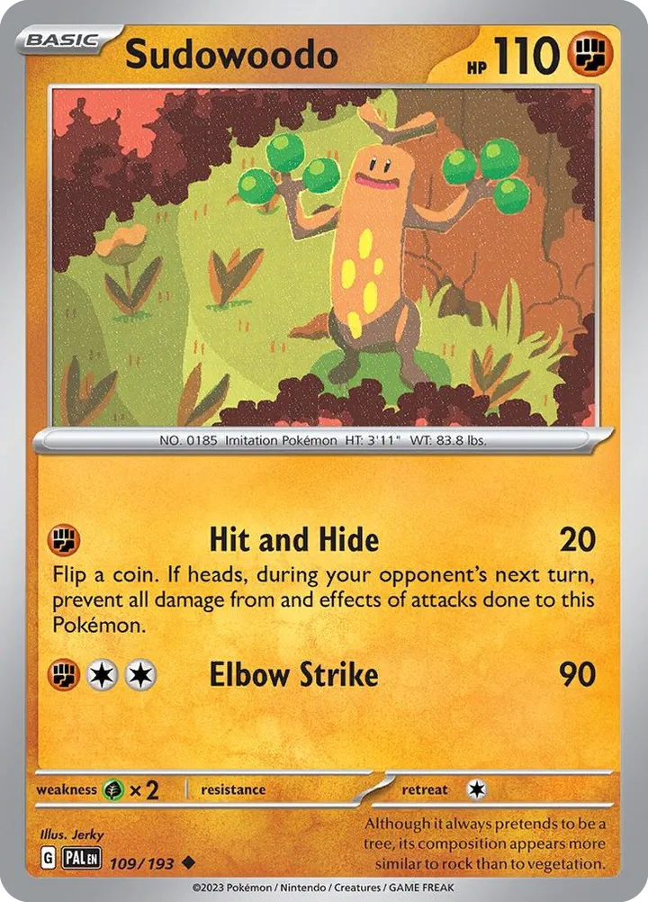Scarlet & Violet—Paldea Evolved 영어판 Sudowoodo 109 카드 앞면