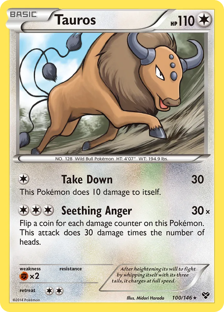 XY 영어판 Tauros 100 카드 앞면