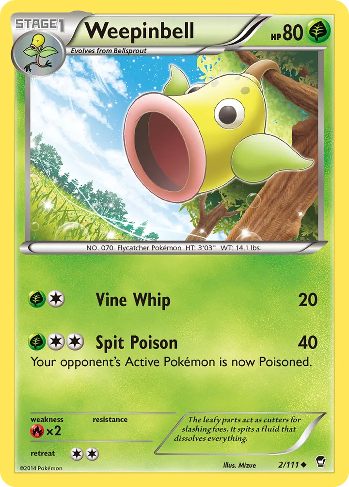 XY—Furious Fists 英語版 Weepinbell 2 カード表面