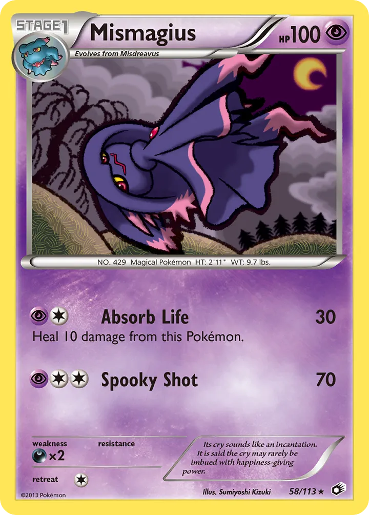 Black & White—Legendary Treasures 영어판 Mismagius 58 카드 앞면