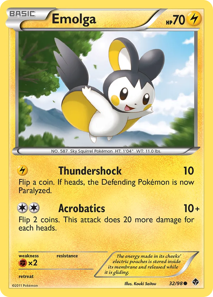 Black & White—Emerging Powers 영어판 Emolga 32 카드 앞면