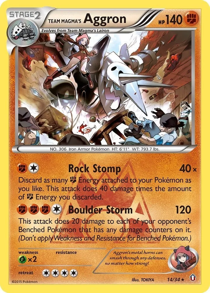 Double Crisis 영어판 Team Magma's Aggron 14 카드 앞면