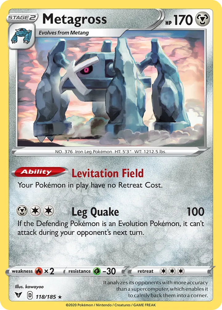 Front of Metagross 118, Sword & Shield—Vivid Voltage English