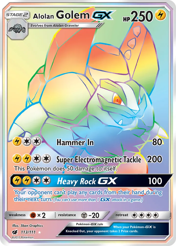 Sun & Moon—Crimson Invasion 英語版 Alolan Golem-GX 113 カード表面