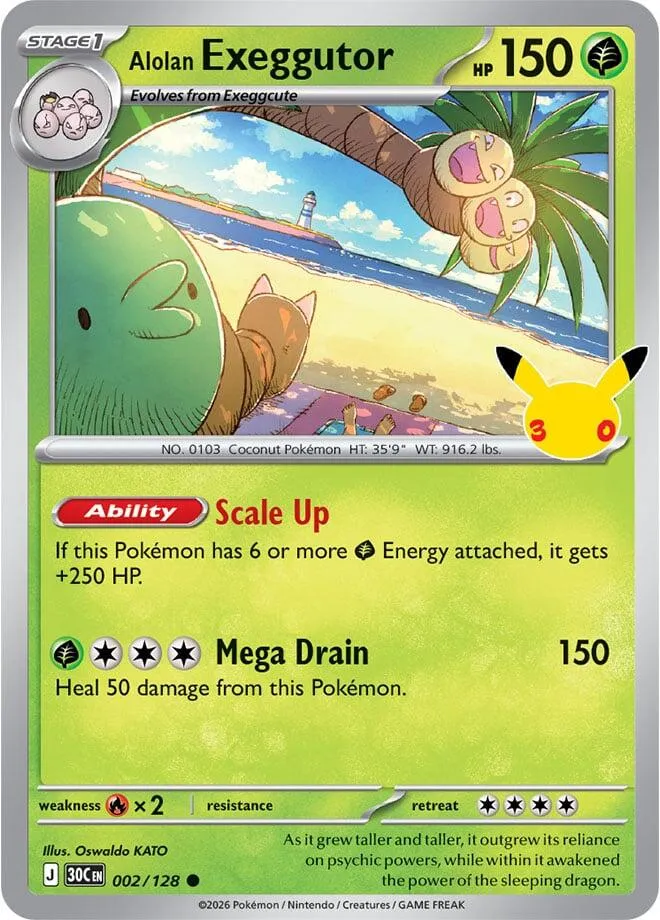 Pokémon TCG: 30th Celebration 英語版 Alolan Exeggutor 2 カード表面
