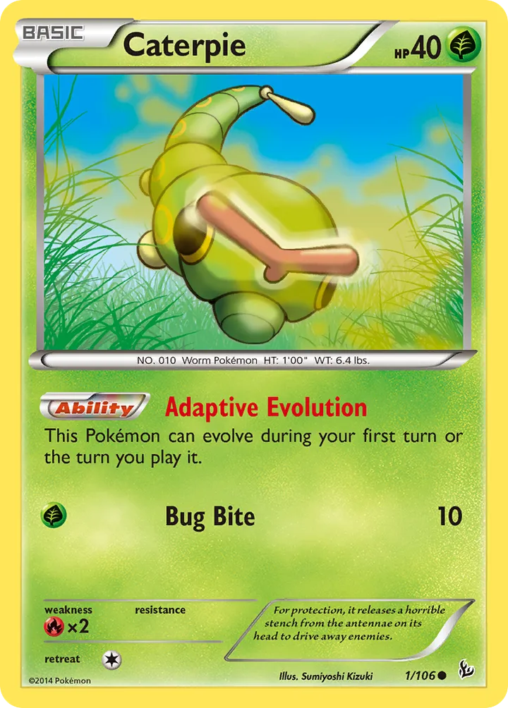 XY—Flashfire 英語版 Caterpie 1 カード表面
