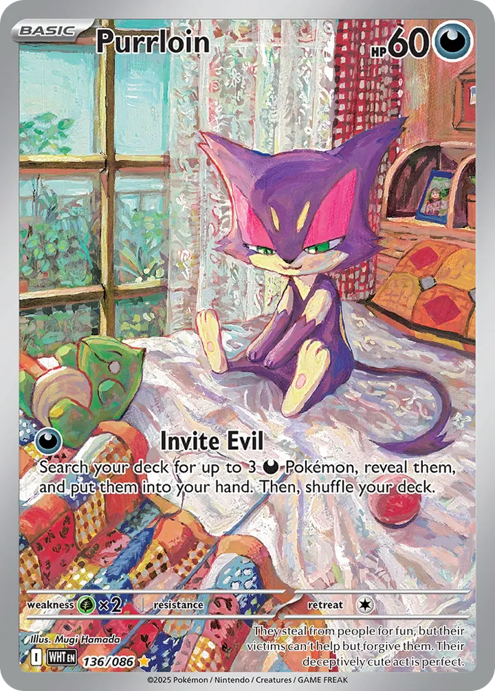 Scarlet & Violet—White Flare 영어판 Purrloin 136 카드 앞면