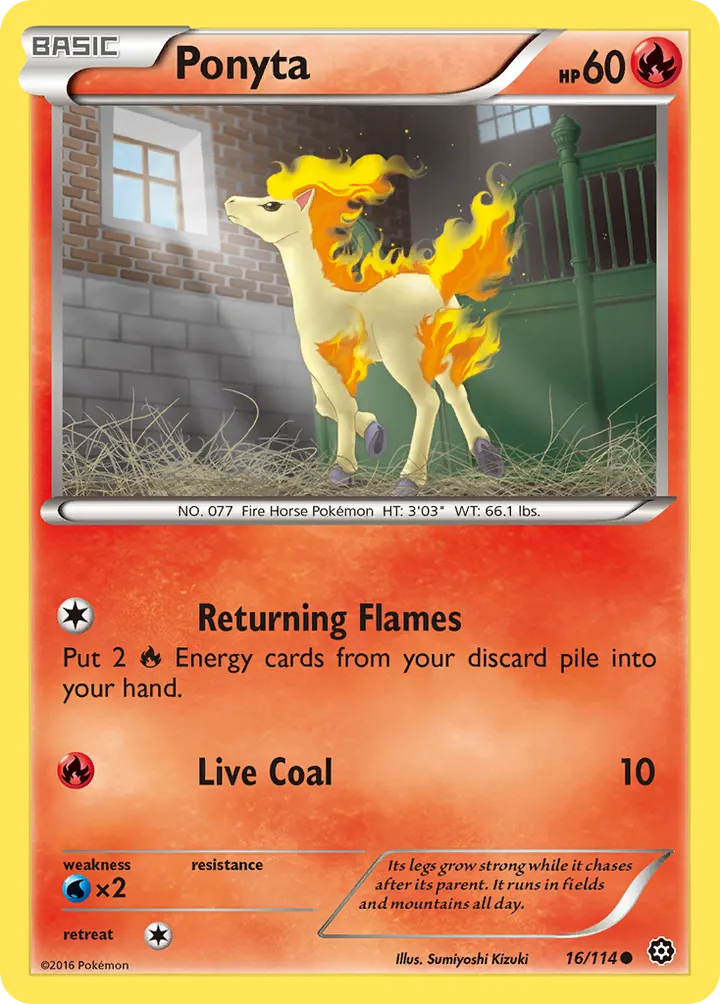 XY—Steam Siege 영어판 Ponyta 16 카드 앞면