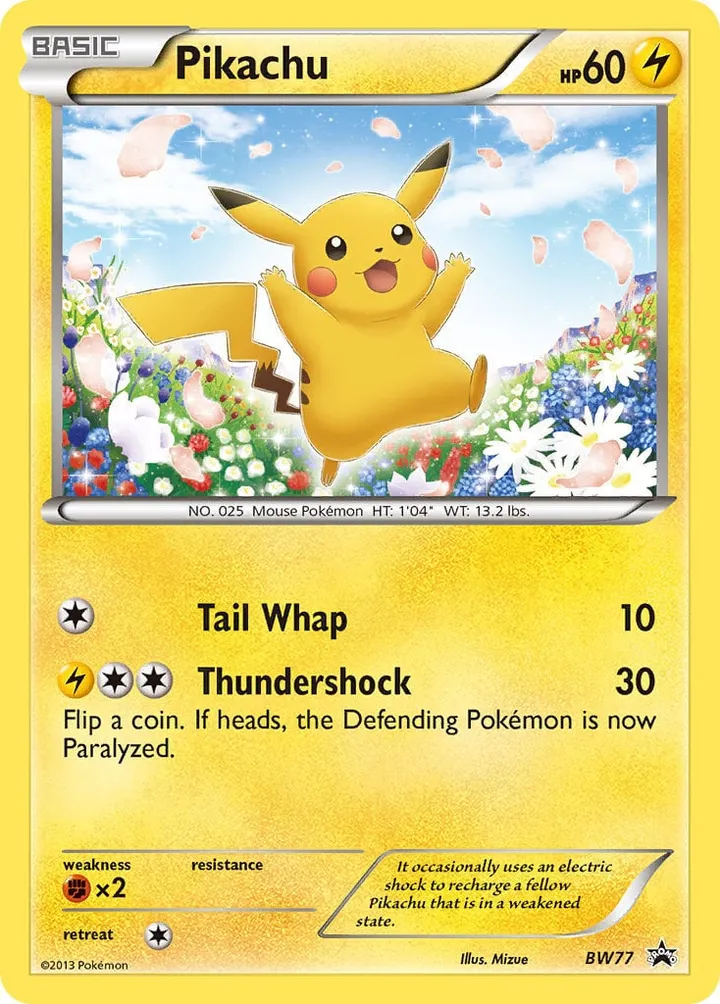 BW Black Star Promos 英語版 Pikachu BW77 カード表面