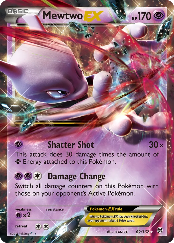 XY—BREAKthrough 영어판 Mewtwo-EX 62 카드 앞면