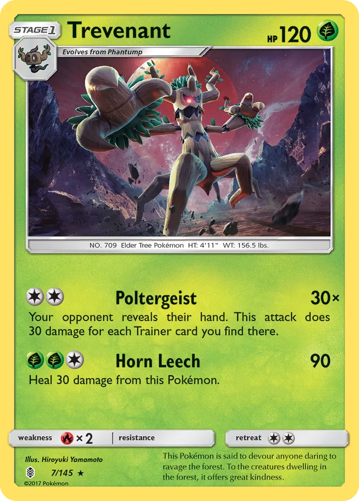 Sun & Moon—Guardians Rising 영어판 Trevenant 7 카드 앞면