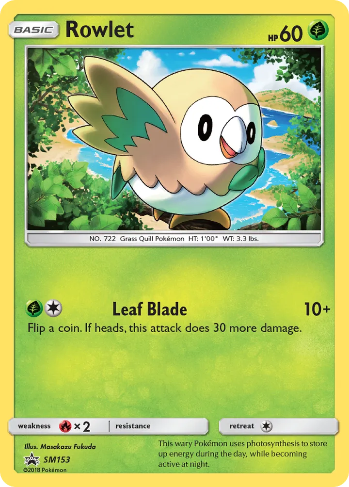 SM Black Star Promos 영어판 Rowlet SM153 카드 앞면
