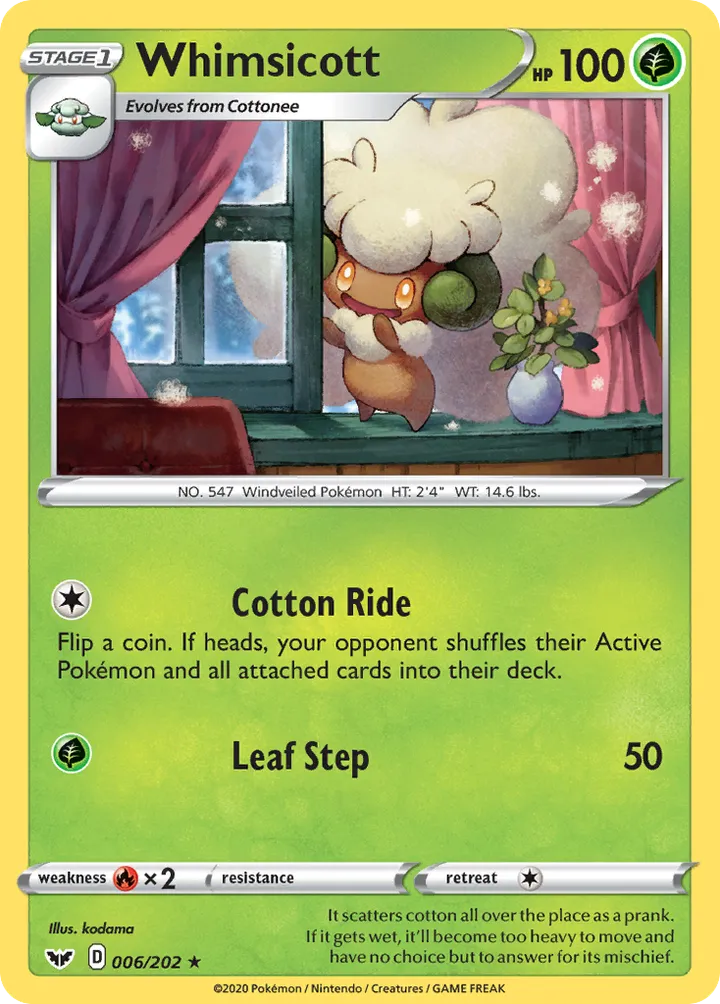 Sword & Shield 영어판 Whimsicott 6 카드 앞면
