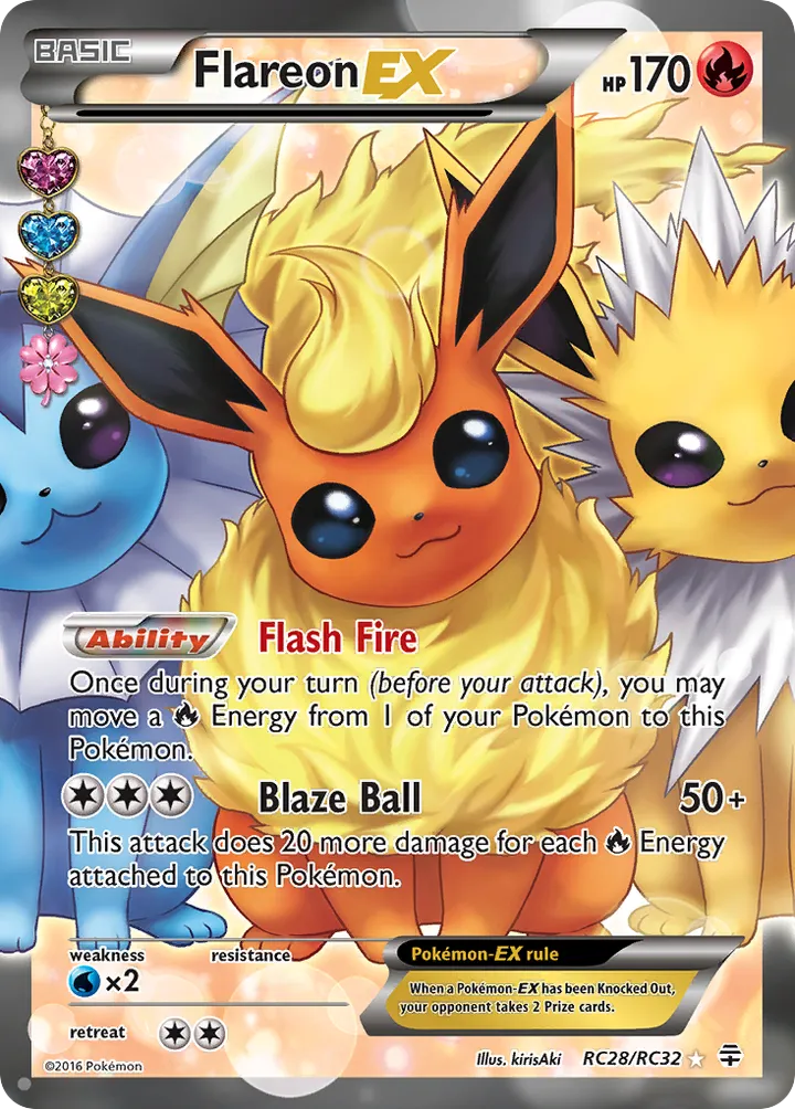 Generations 영어판 Flareon-EX RC28 카드 앞면