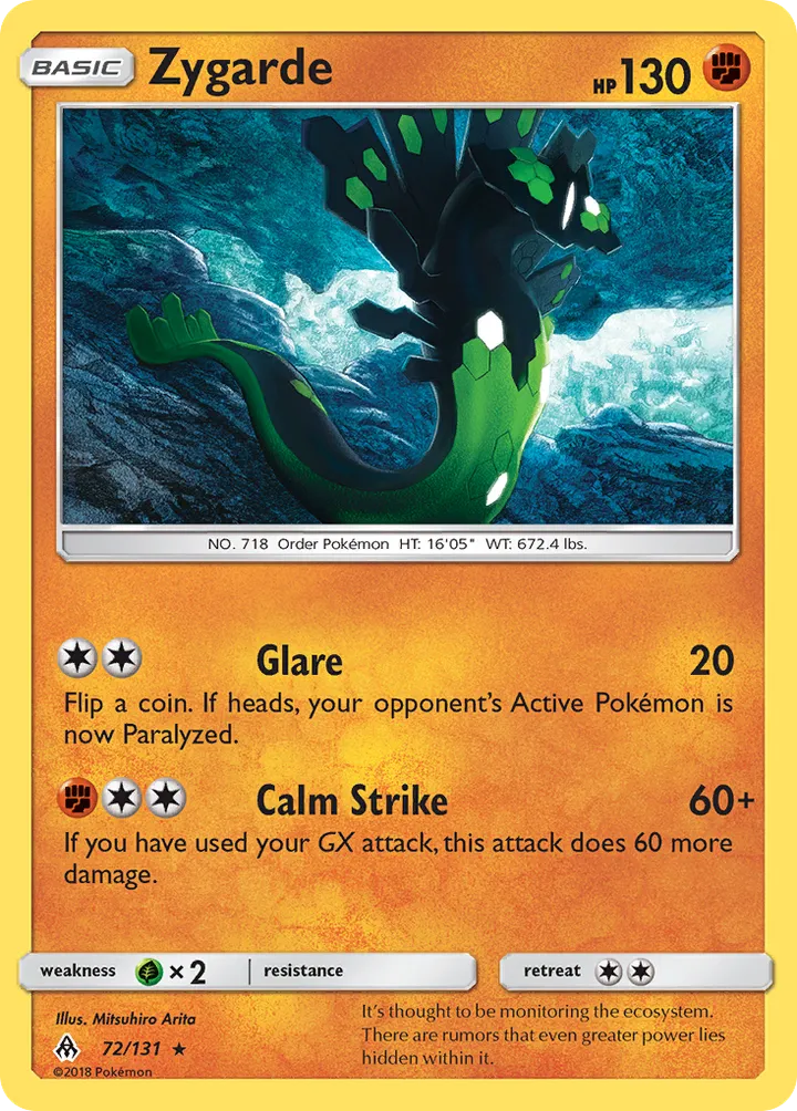 Sun & Moon—Forbidden Light 영어판 Zygarde 72 카드 앞면
