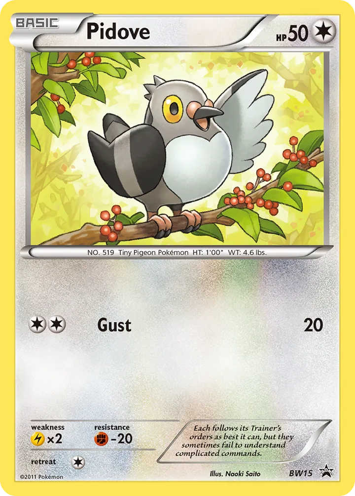 BW Black Star Promos 英語版 Pidove BW15 カード表面