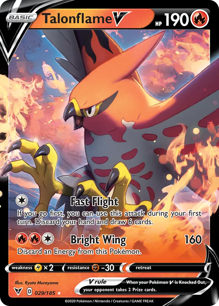 Sword & Shield—Vivid Voltage 영어판 Talonflame V 29 카드 앞면
