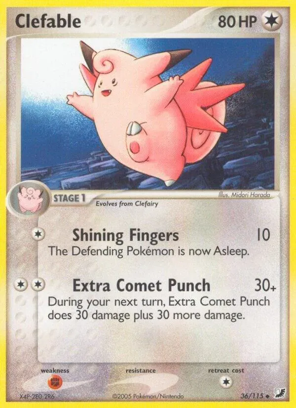 EX Unseen Forces 영어판 Clefable 36 카드 앞면