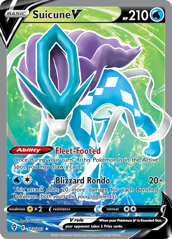 Sword & Shield—Evolving Skies 영어판 Suicune V 173 카드 앞면