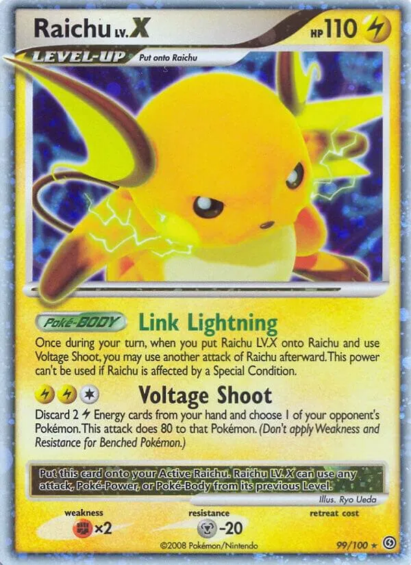 Diamond & Pearl—Stormfront 英語版 Raichu LV.X 99 カード表面