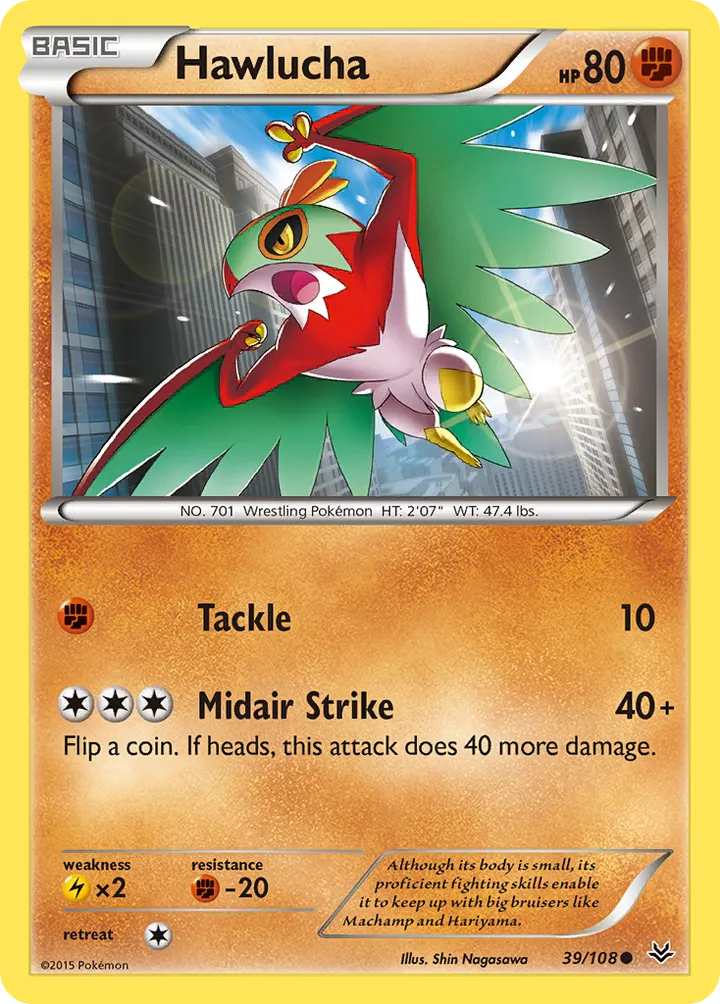 XY—Roaring Skies 영어판 Hawlucha 39 카드 앞면
