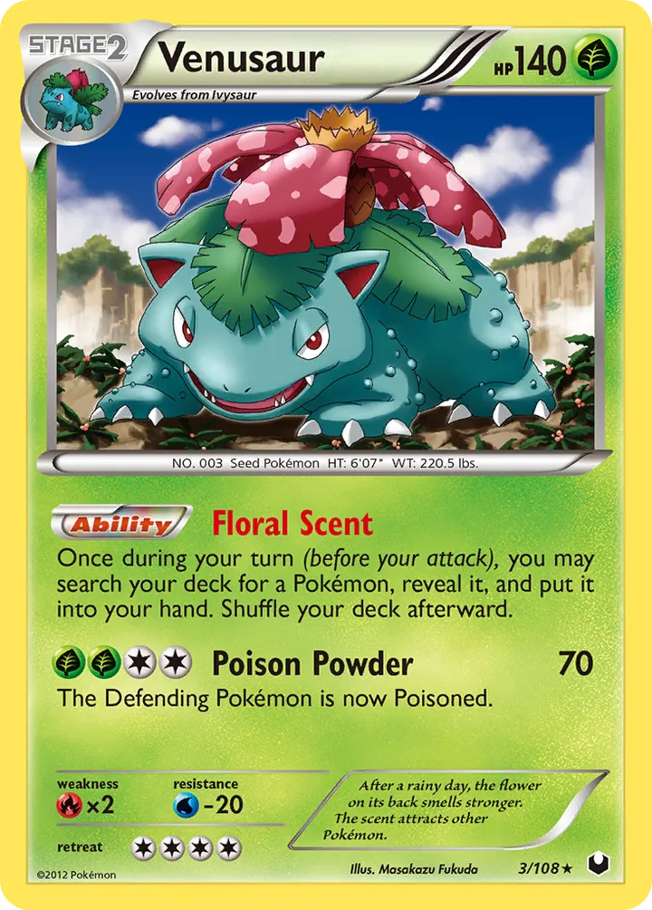 Black & White—Dark Explorers 영어판 Venusaur 3 카드 앞면