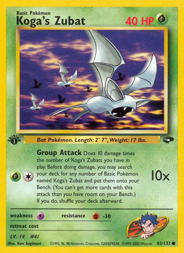 Gym Challenge 英語版 Koga's Zubat 83 カード表面